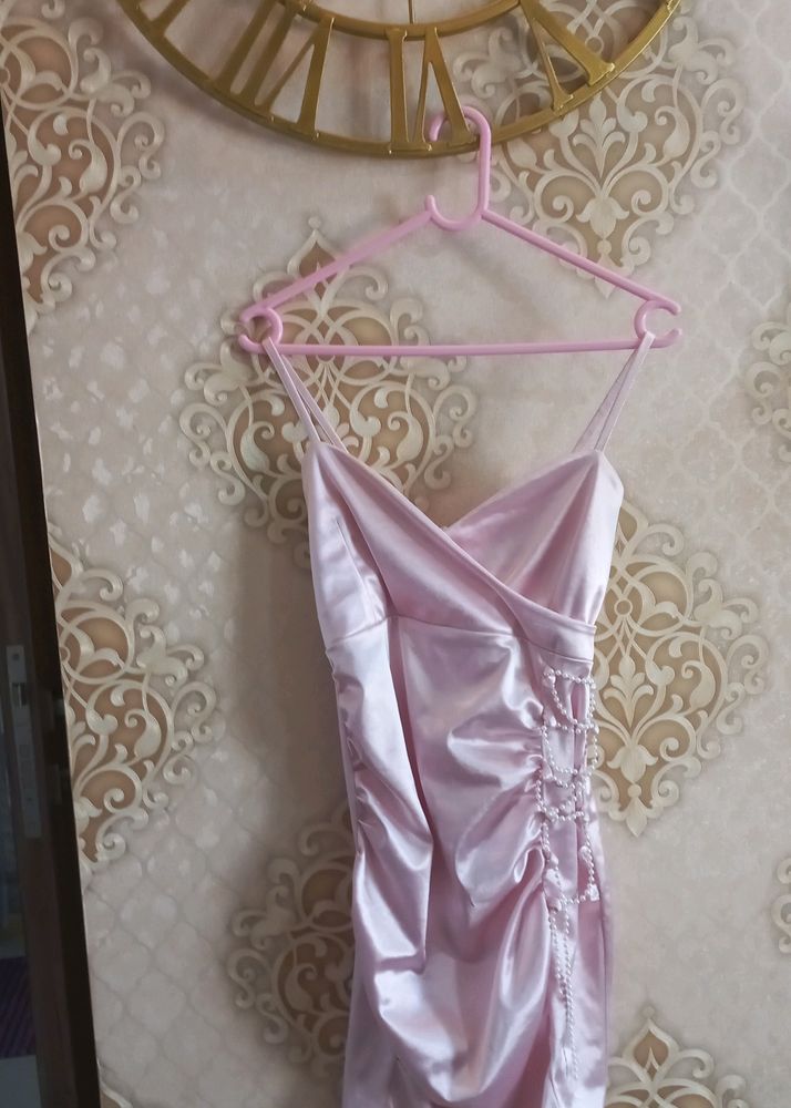 Pink Satin Mini Dress