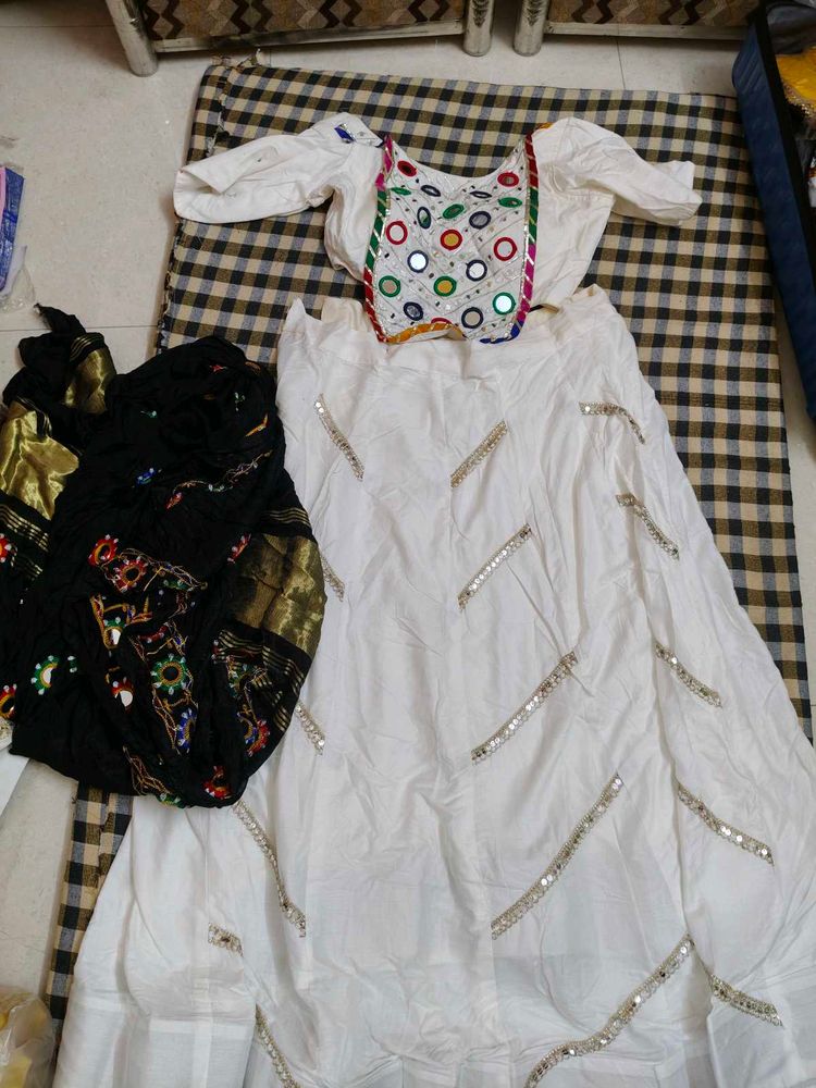 White Lehenga Choli with Dupatta