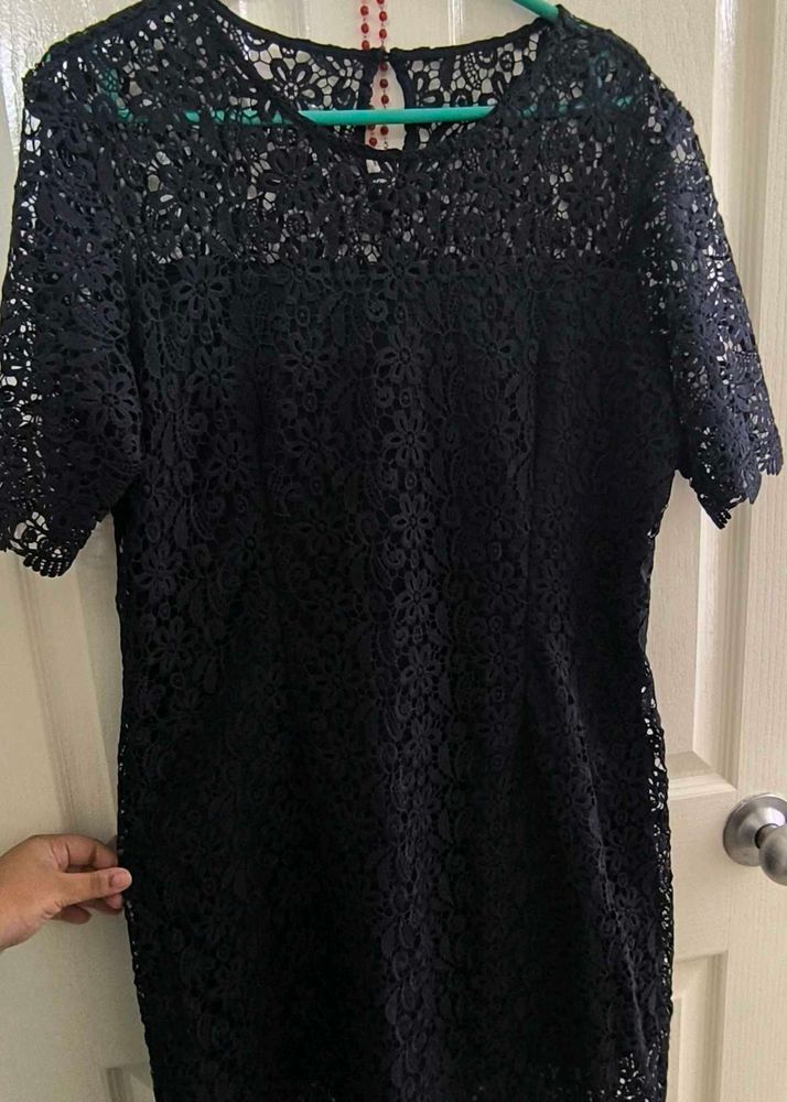 Elegant Black Lace Dress- xl(from pantaloons)