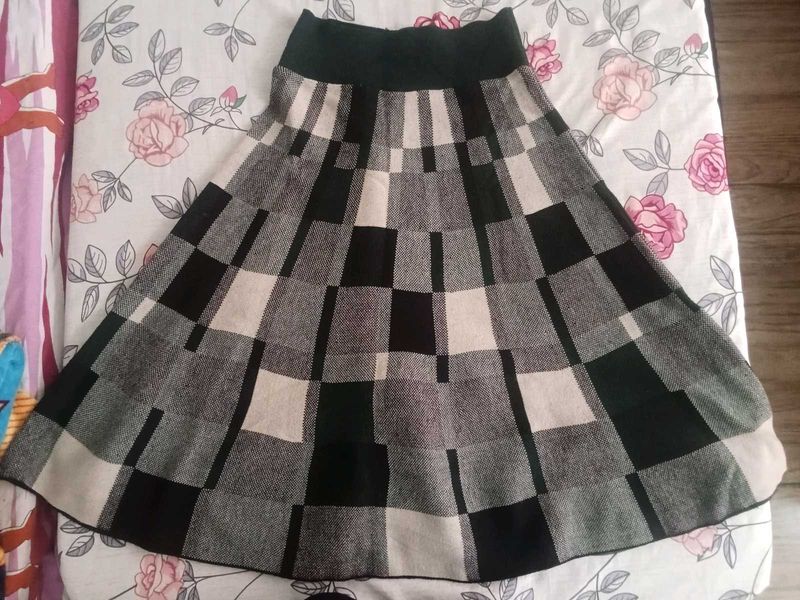 Checkered A-Line Skirt