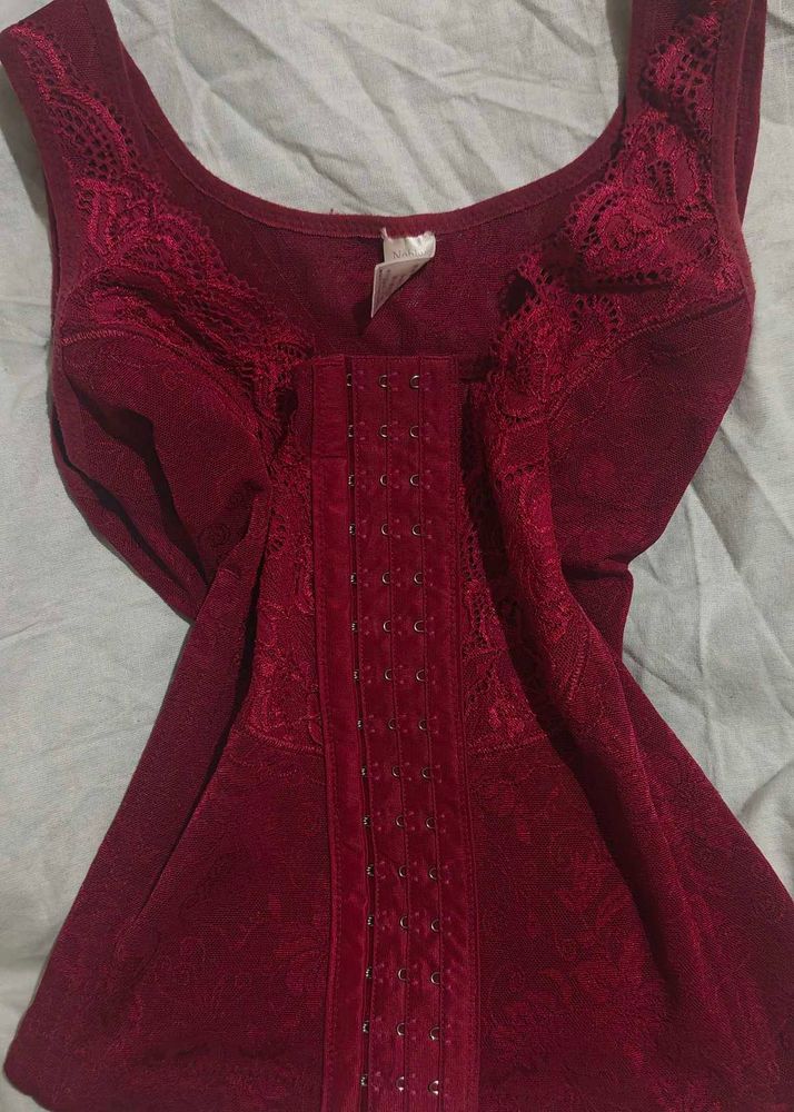 Burgundy Lace Corset Shapewear Top