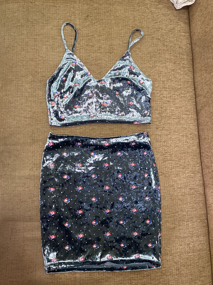 Grey Co-ord Skirt Set