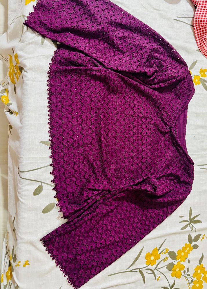 Vibrant Purple Embroidered Blouse