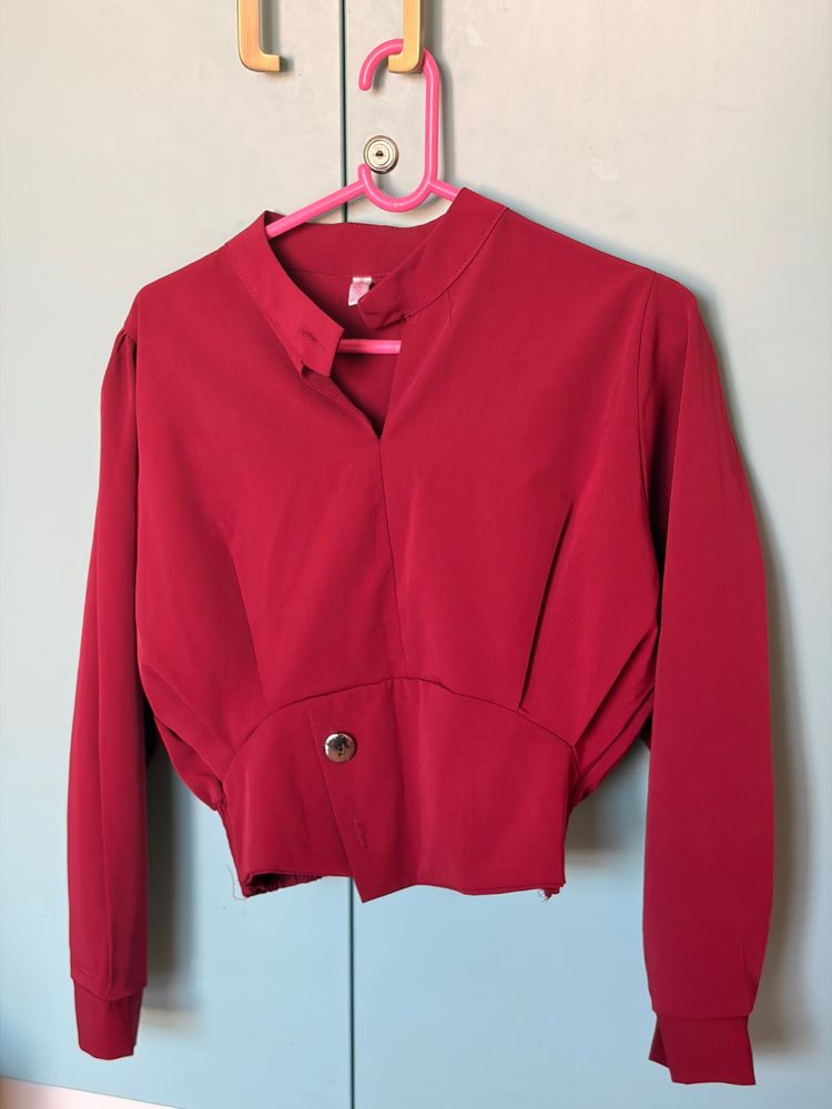 Chic maroon Cropped Blouse