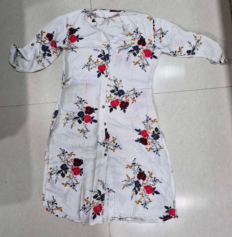 Floral Print Button-Down Kurta
