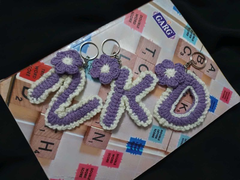 Handmade Crochet Letter Keychain