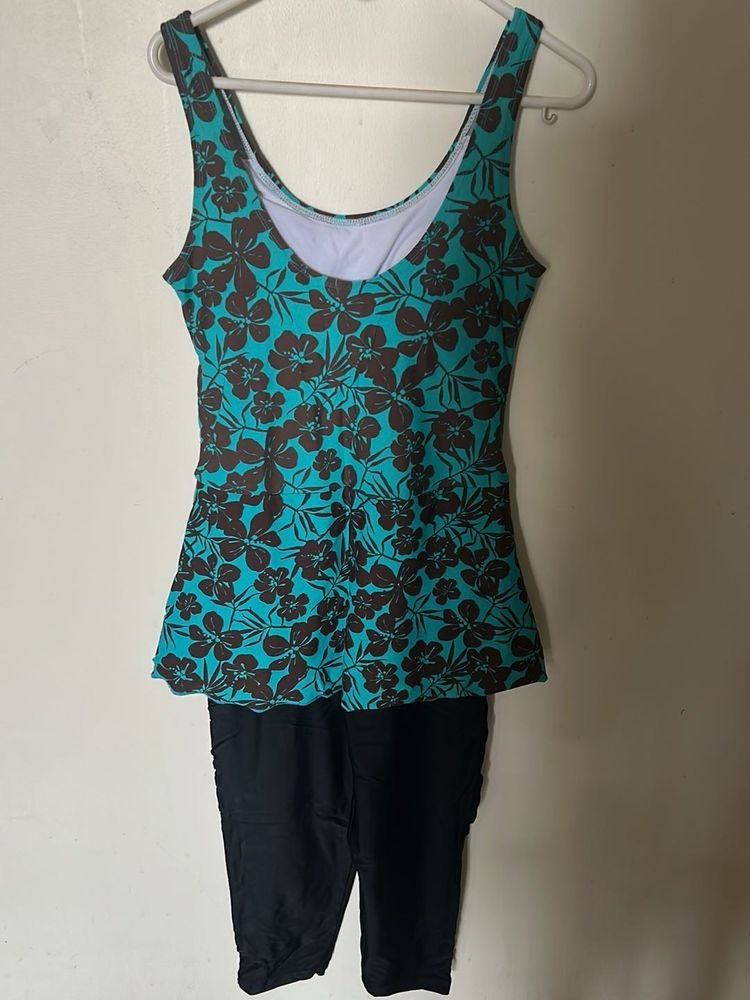 Teal Floral Swimsuit Tankini Set
