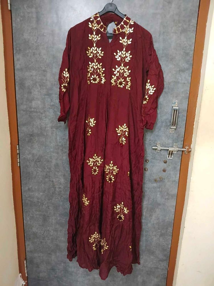Maroon Embroidered ethnic gown