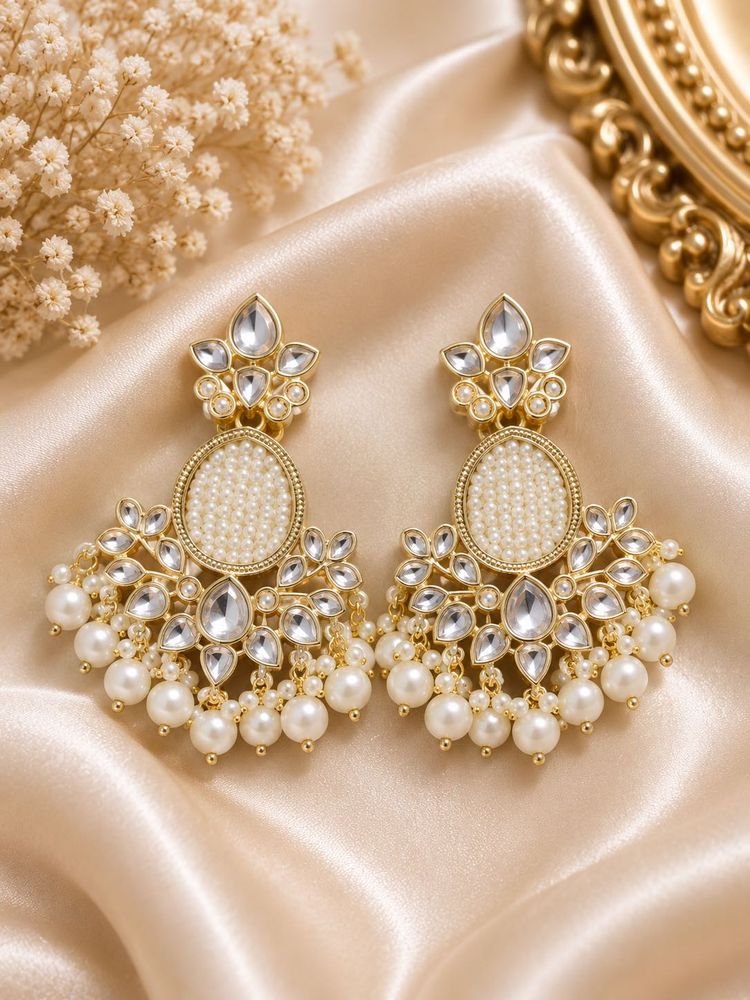 Elegant Pearl &amp; Crystal Dangle Earrings