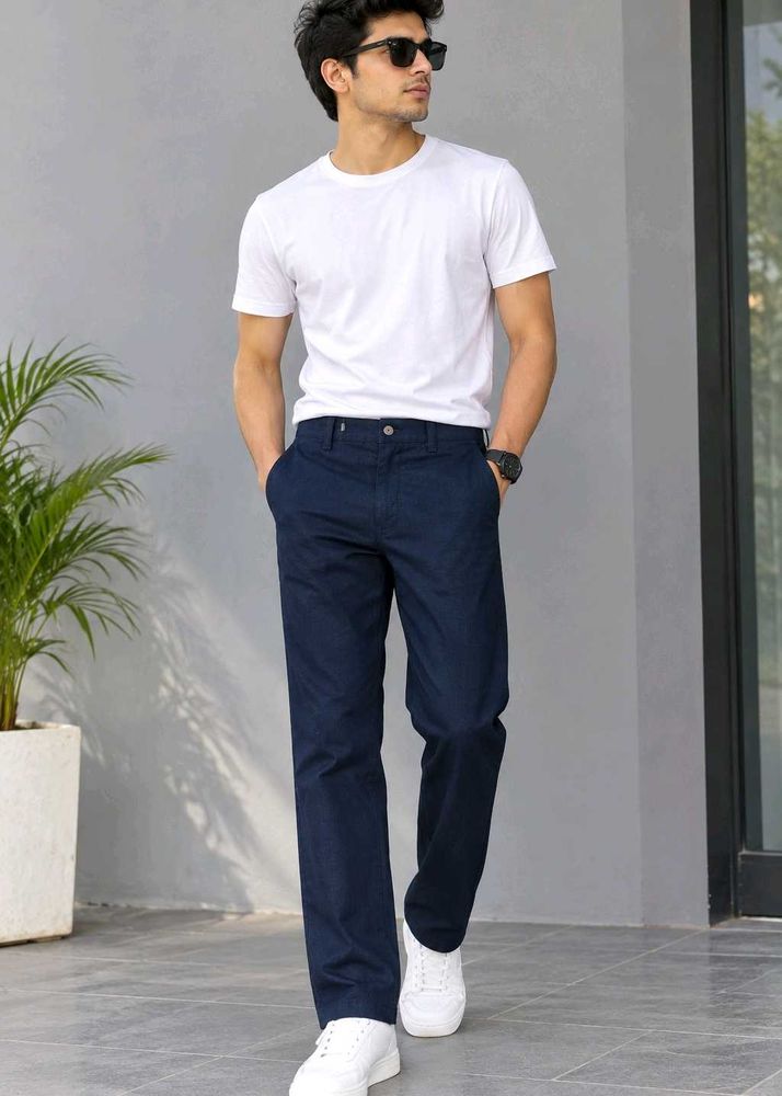 Men's Navy Blue Slim Fit Chinos