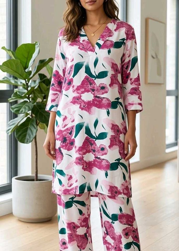 Floral Print V-Neck cord set