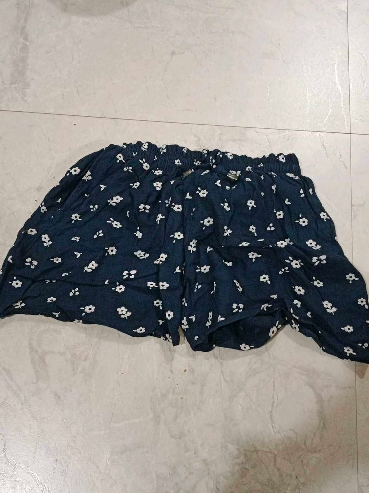 Floral Print Navy Blue Shorts for 11,12 year