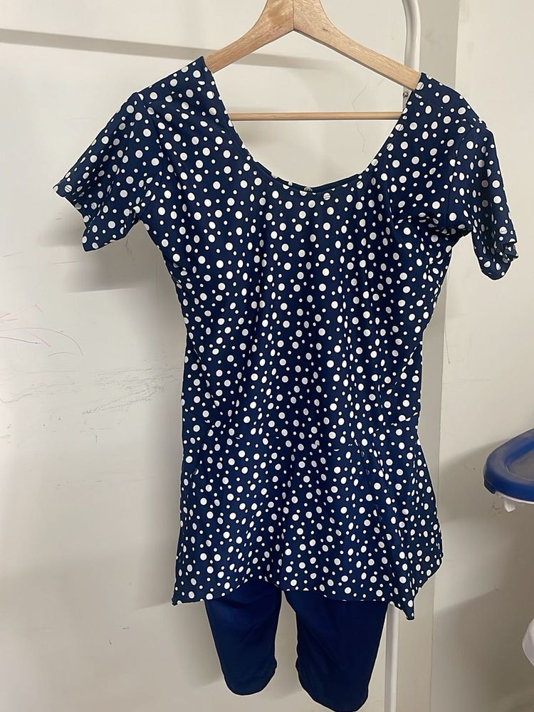 Navy Polka Dot One-Piece Swimsuit