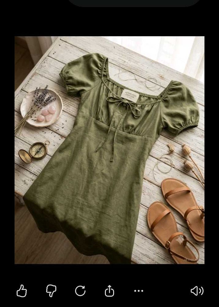 Olive Green  Midi Dress