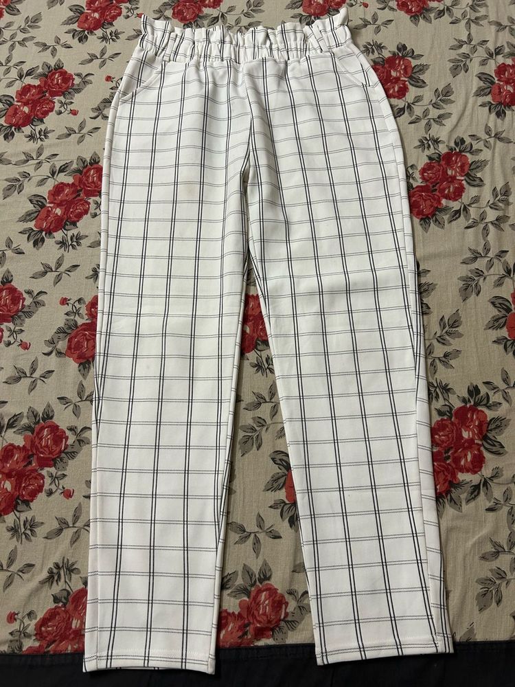 formal Grid white Pants