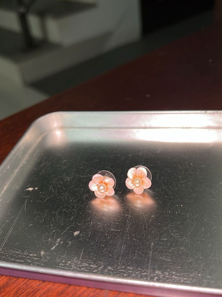 Pink Flower Studs