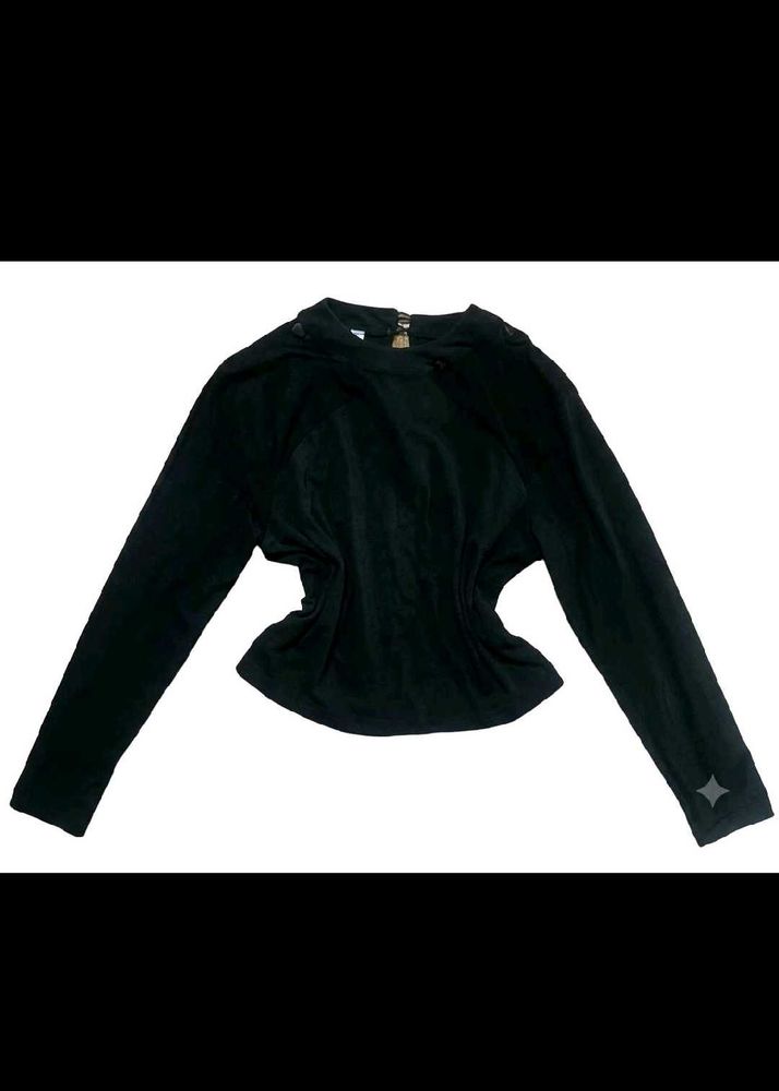 CLEARANCE SALE!💗Chic Black Long Net Sleeve Top