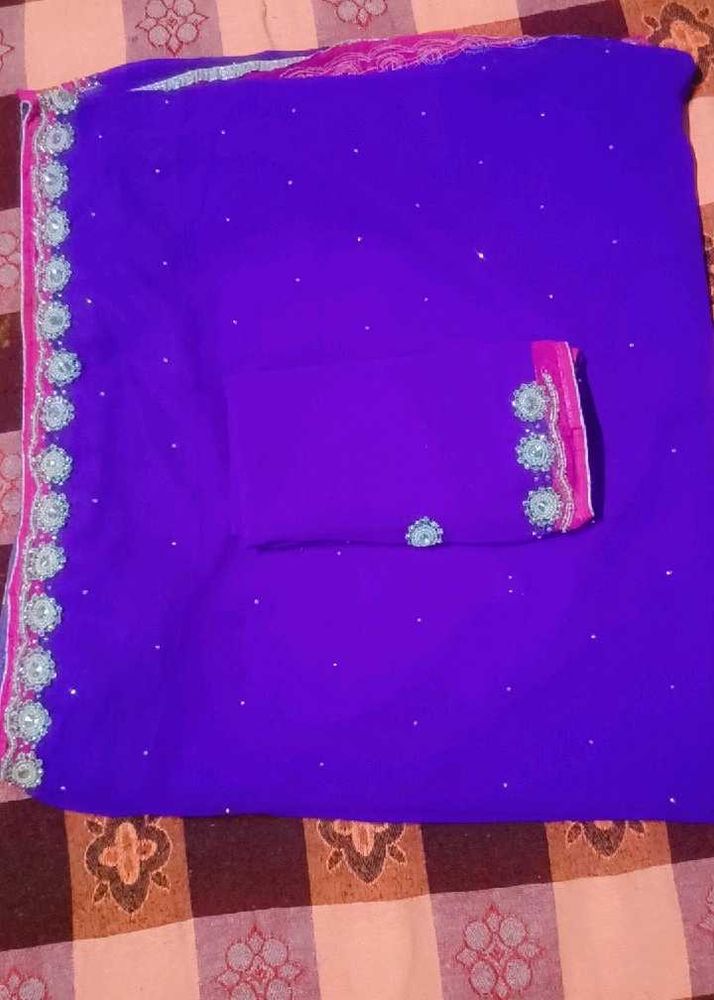 Vibrant Purple Embroidered Saree