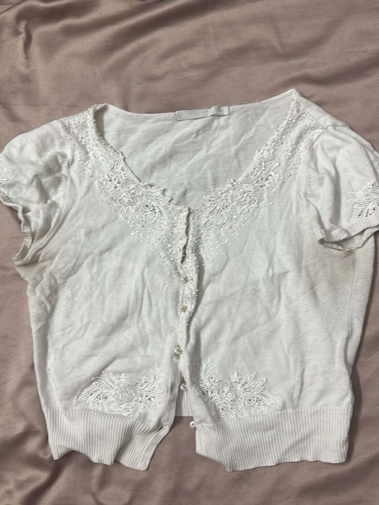 Elegant White Lace Cardigan