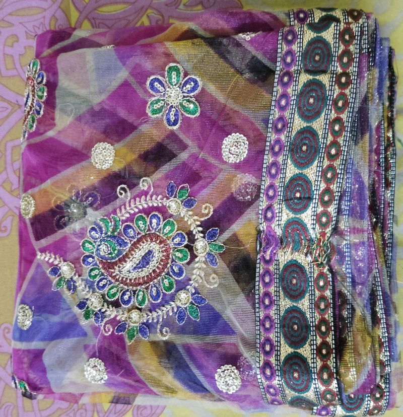 Multi Colour designer Net Saree