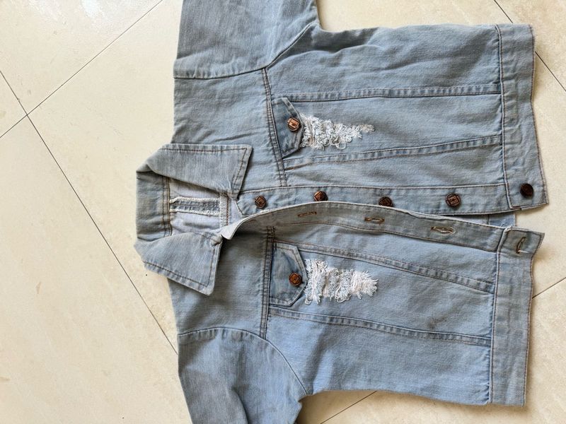 Light Wash Distressed Denim Jacket