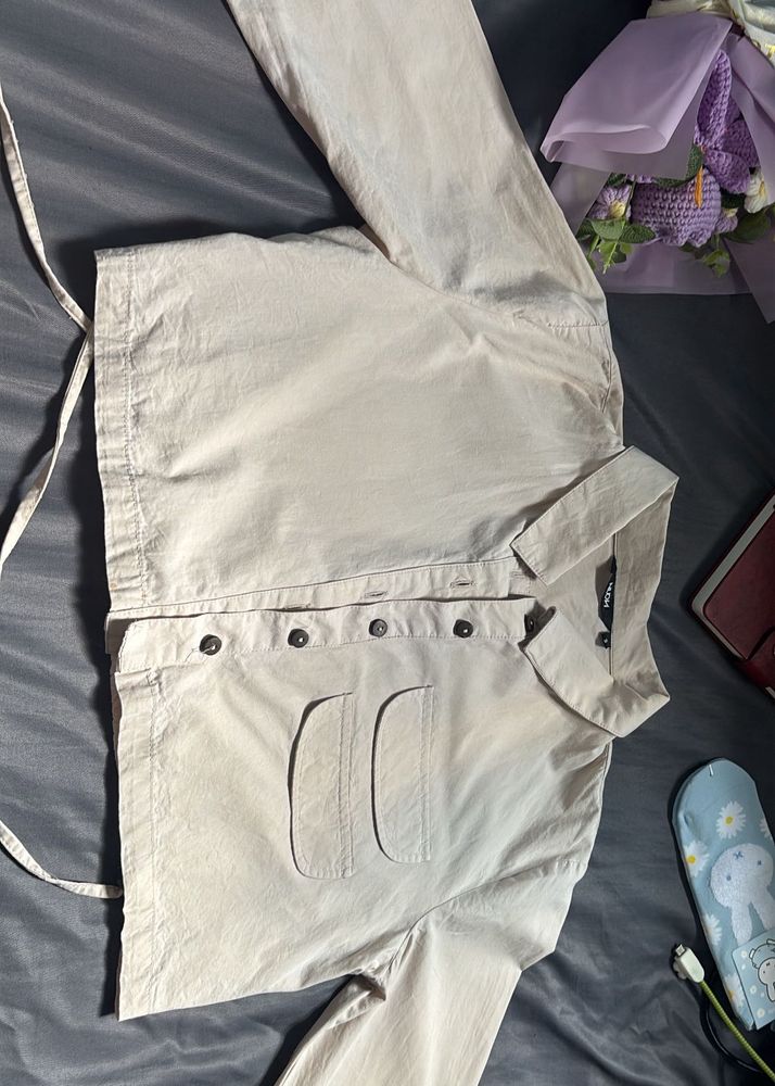 Westside Nuon Light Beige Cropped Utility Shirt Ja