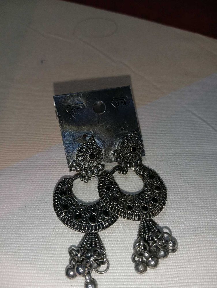 Oxidised Silver Jhumka Earrings ✨🖤