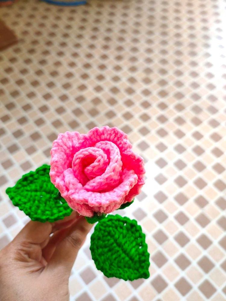 Crocheted Pink Rose