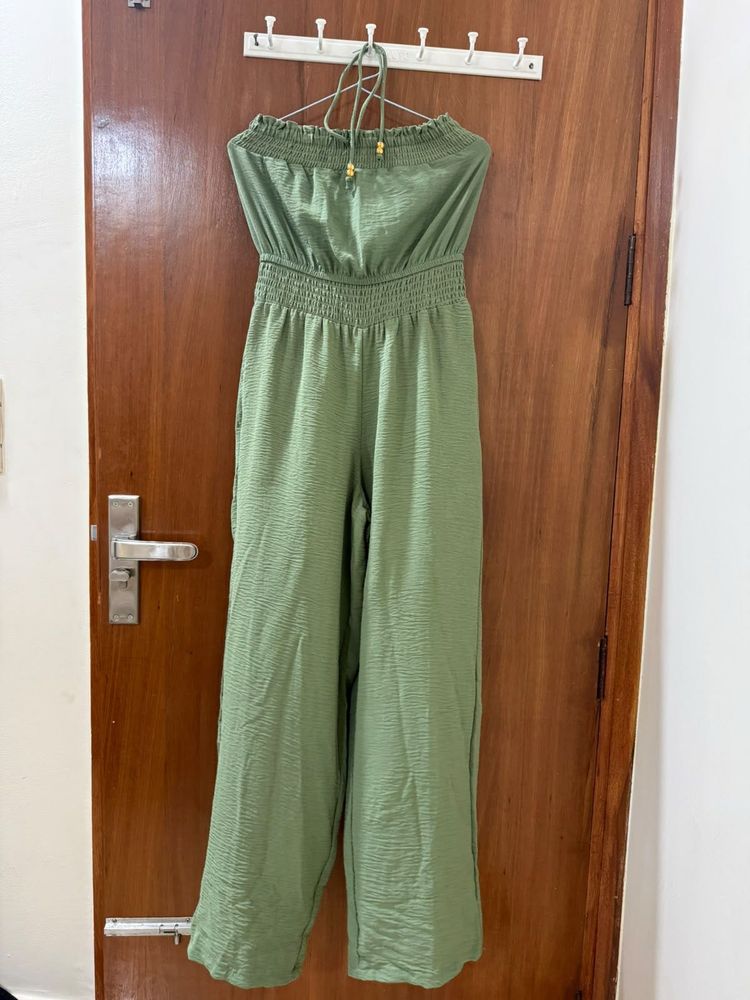 Olive Green Strapless Jumpsuit- upto medium