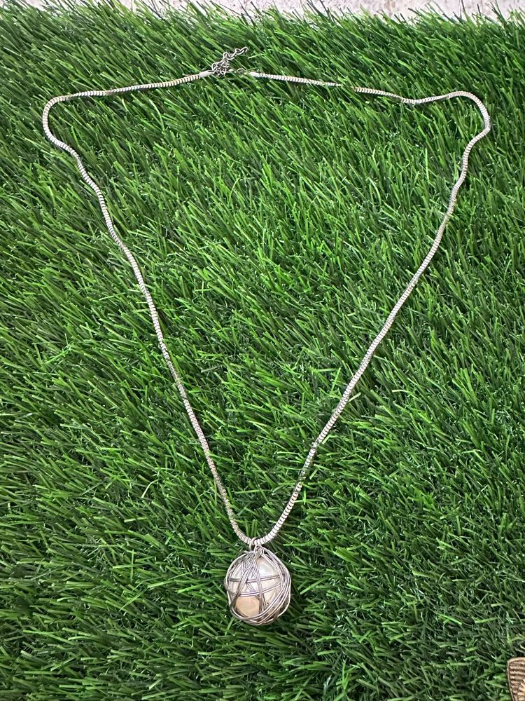 Elegant Silver Sphere Pendant Necklace