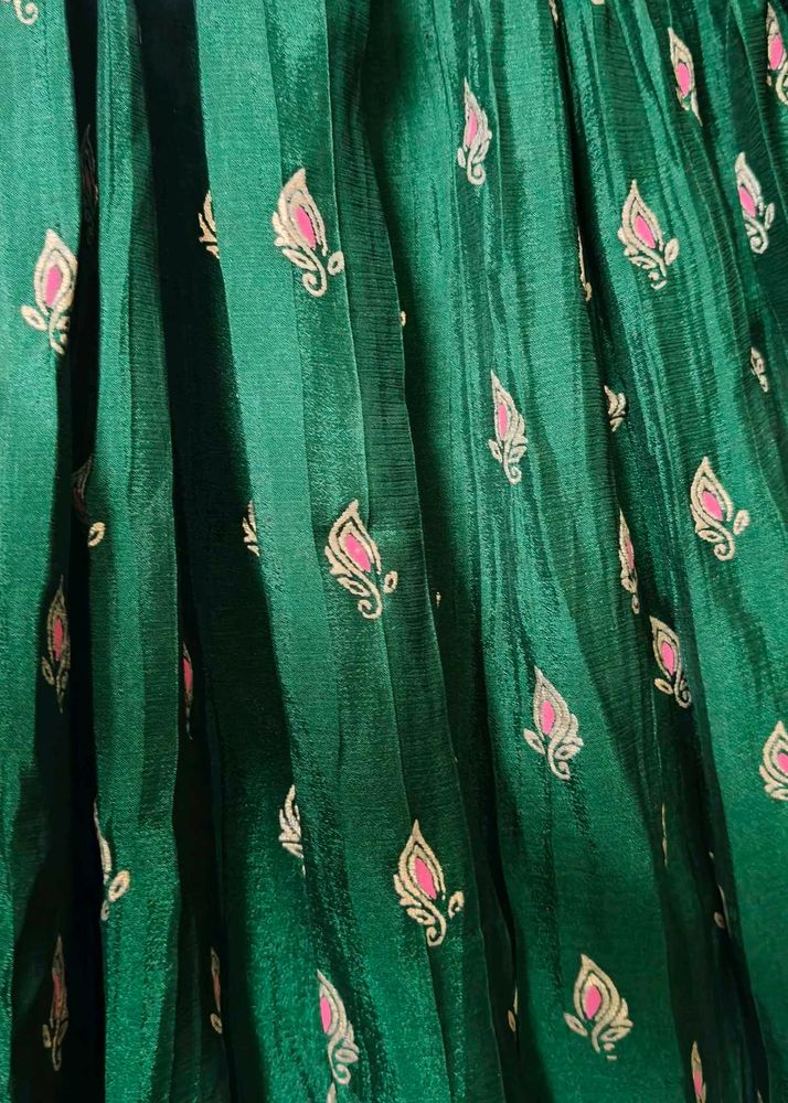 Elegant Green lehanga with Pink Motifs