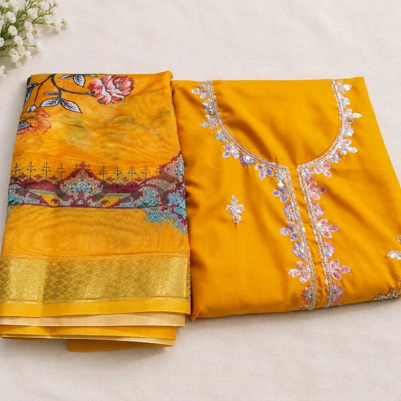 Yellow Embroidered Kurta Set with Dupatta