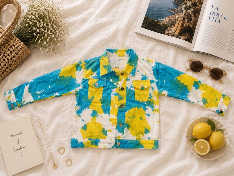 Baesd Tie&amp;Dye Denim Jacket💛💙✨