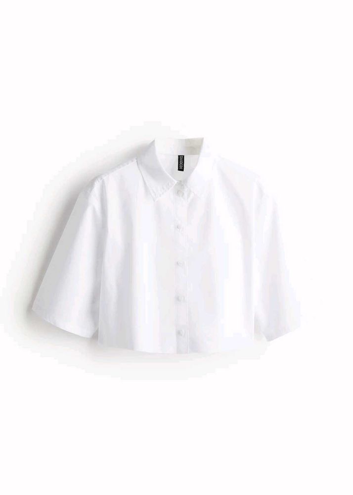 H&amp;M White crop Shirt