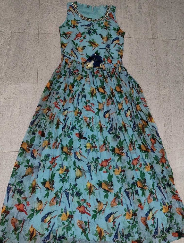 Stunning Bird Print Maxi Dress