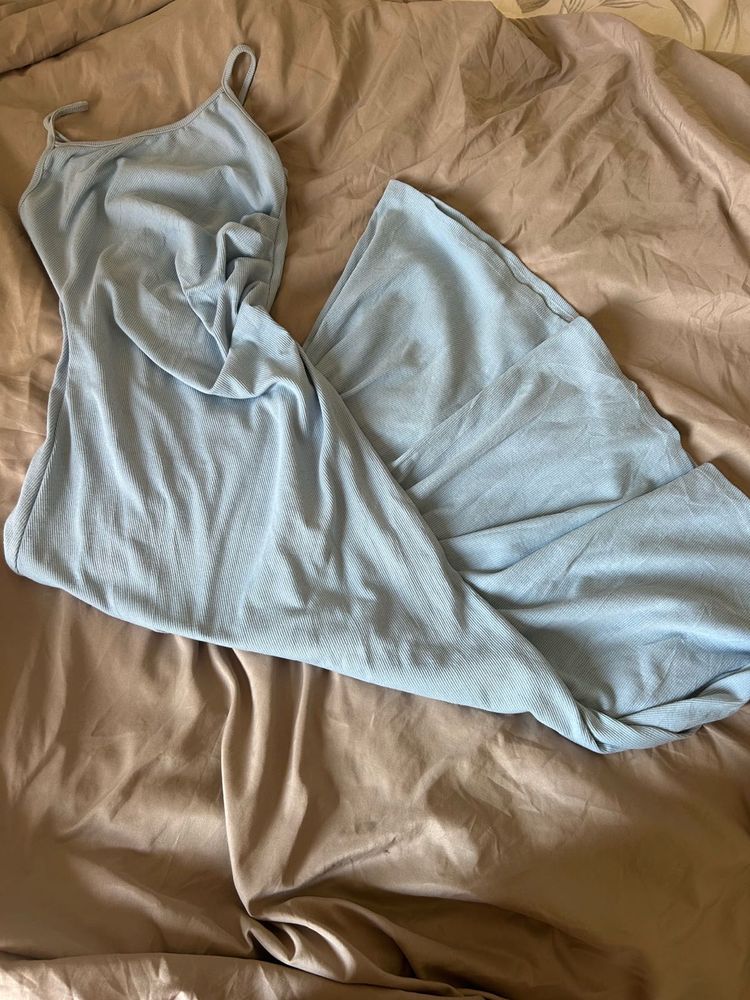 Light Blue Spaghetti Strap Maxi Dress