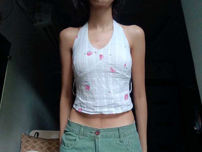 Halter Neck Floral Crop Top