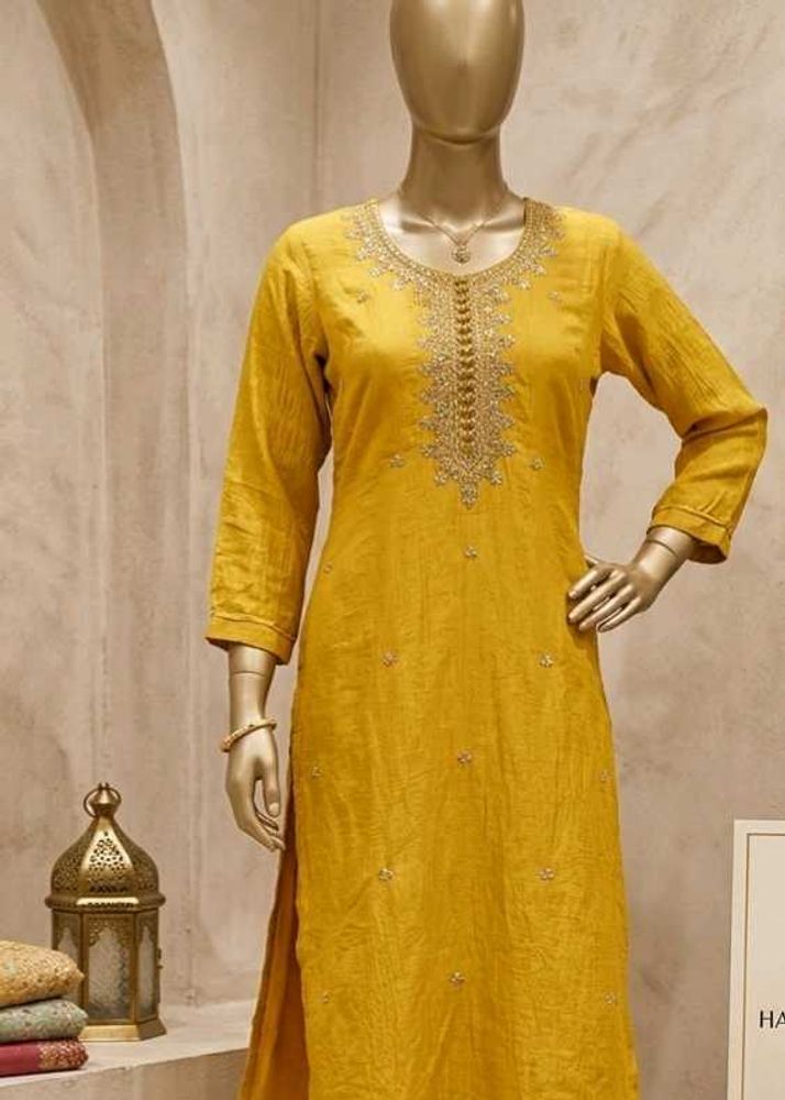 Yellow Embroidered Kurta for Women