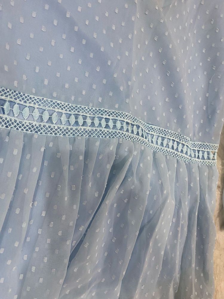 Light Blue Swiss Dot Dress
