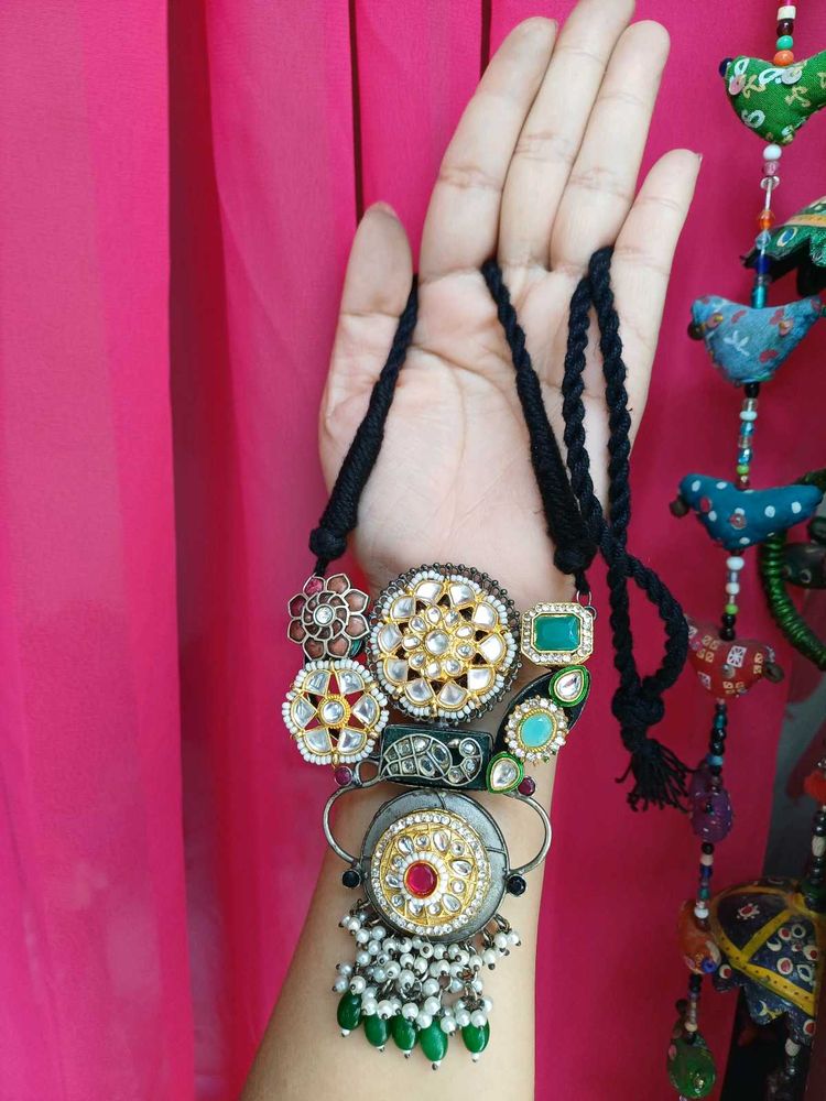 Statement brass pendant Kundan Necklace