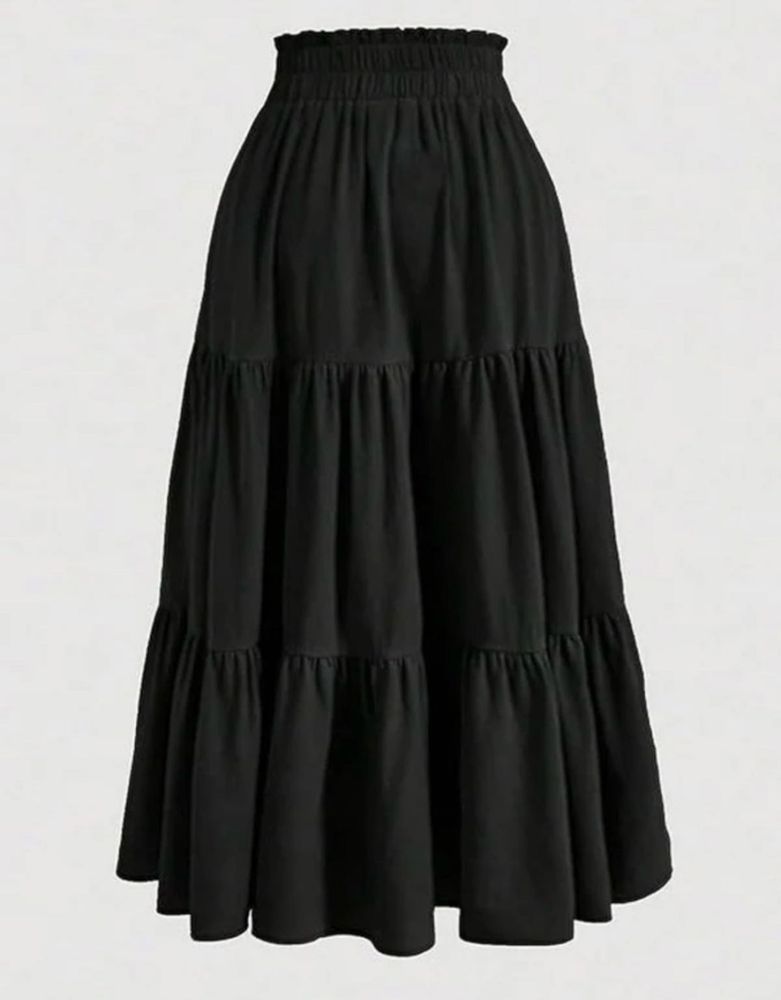 Black Tiered Maxi Skirt
