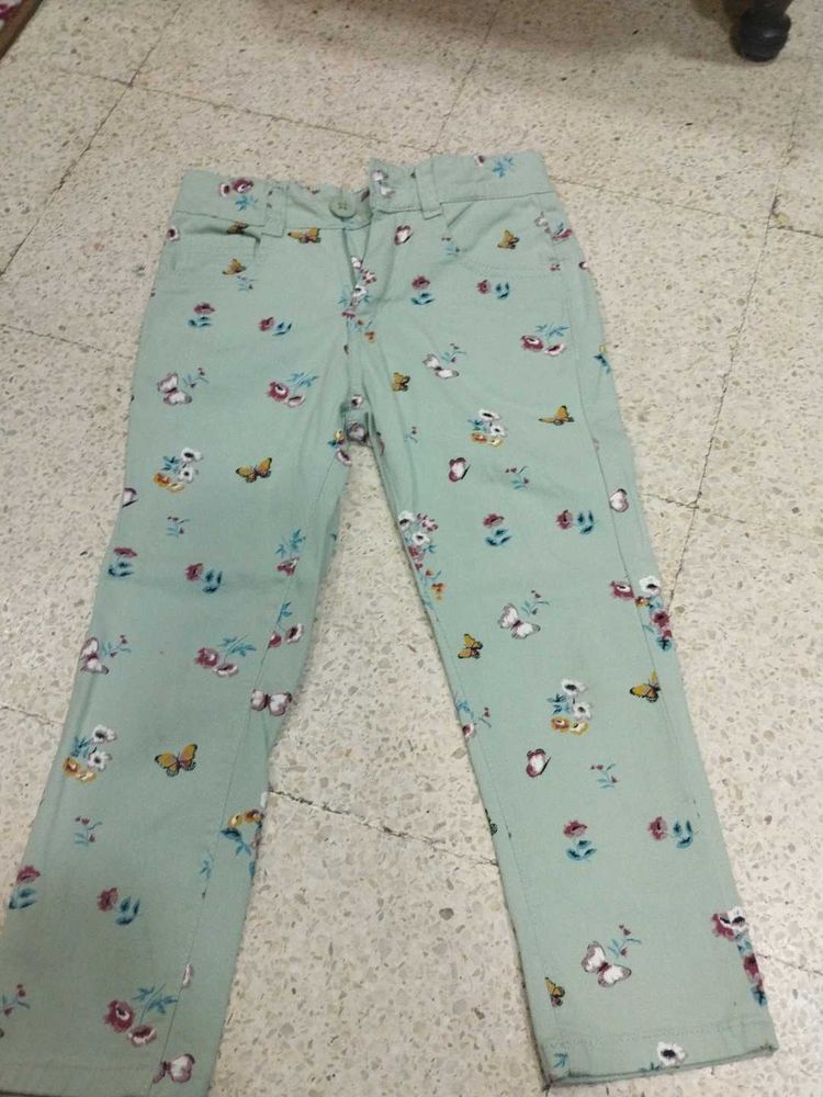 Cute Floral Butterfly Print Pants