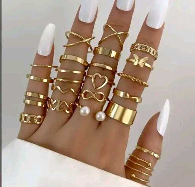22 High-quality Gold-plated Rings set