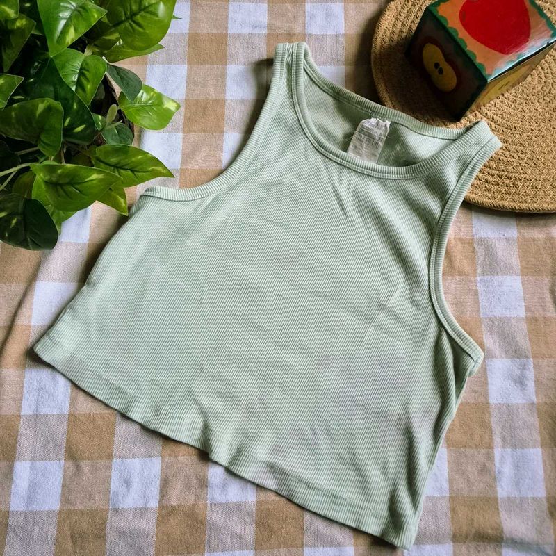 Light Green Ribbed Tank Top