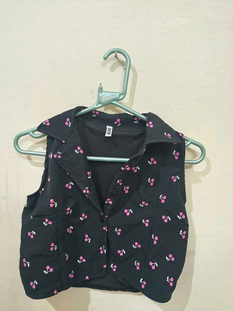 Black Cherry Print Vest Top