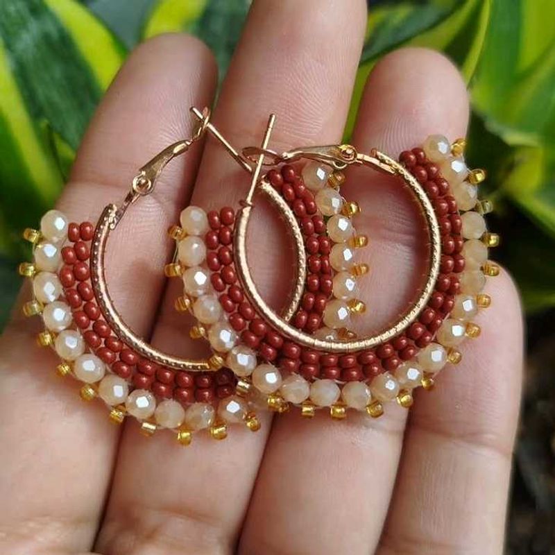 Boho Beaded Hoop Earrings