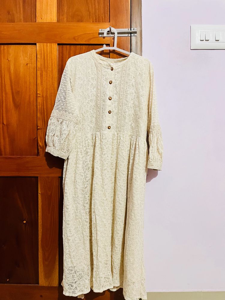 Branded Floral Dress With Tieup