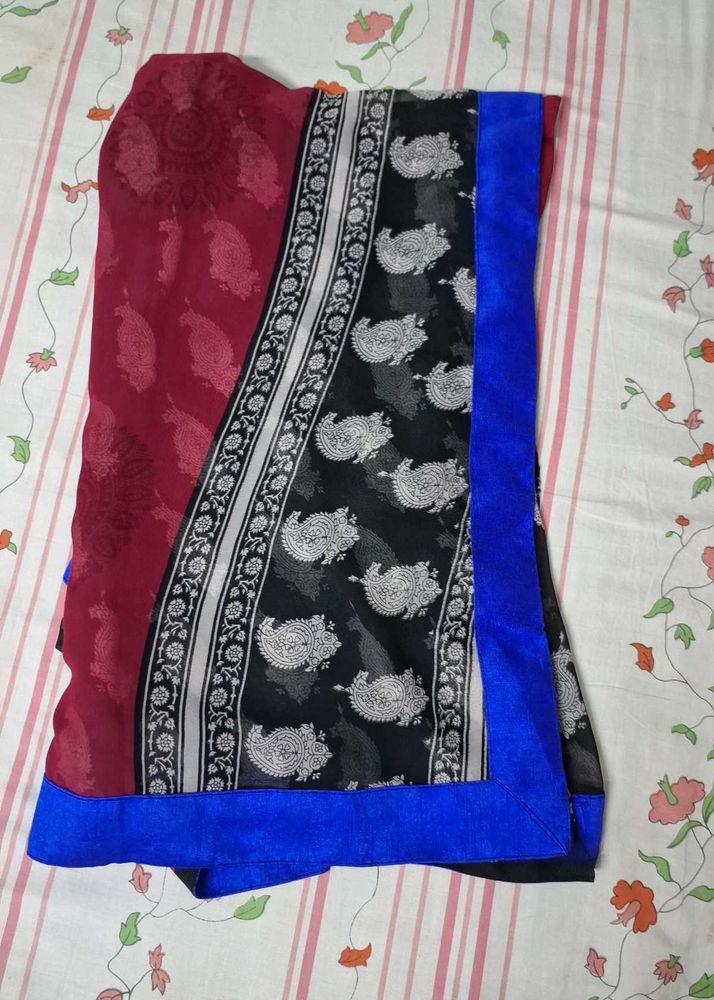 Elegant Pink &amp; Black Saree