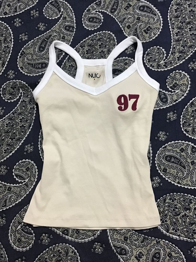 Cream Ribbed V neck Tank Top (Brand new w/o tag)