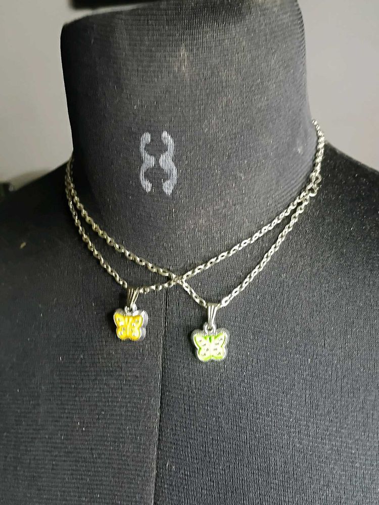 Cute Butterfly Duo Necklace Set
